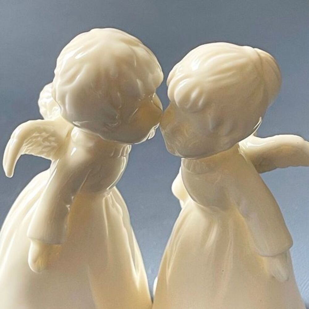 Maryland China 3” White Kissing Cheek Bone China Angel Figurines